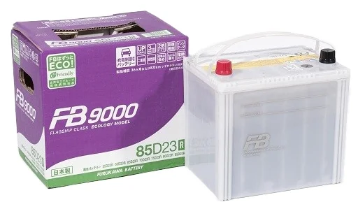 Аккумулятор автомобильный Furukawa Battery FB9000 70 А/ч 670 А прям. пол. 85D23R Азия авто (232x173x225) D48 2019г