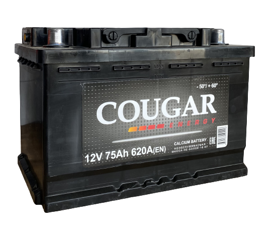 Аккумулятор автомобильный Cougar Energy 75 А/ч 620 A обр. пол. Евро авто (278x175x190)