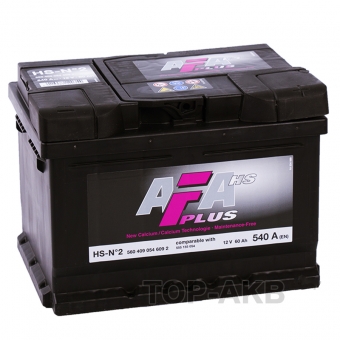 Автомобильный аккумулятор AFA Plus 60R низкий 540A (242x175x175) HS-N2