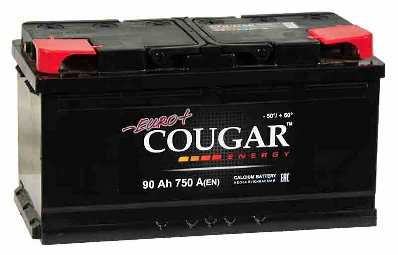 Аккумулятор автомобильный Cougar Energy 90 А/ч 750 А прям. пол. Росс. авто (353x175x190)