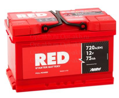 Аккумулятор автомобильный RED 75Ah 720A прям.