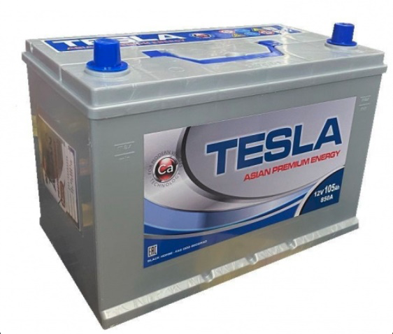 Аккумулятор автомобильный Tesla Premium Energy Asian 105 А/ч 850 А обр. пол. Азия авто (306х173х225) G7B