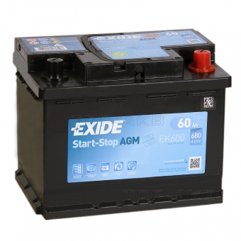 Автомобильный аккумулятор Exide Start-Stop AGM 60R (680А 242x175x190) EK600