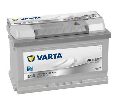 Varta Silver Dynamic 12В 74А/ч 750А обратная полярн. стандартные клеммы E38