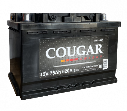 Аккумулятор автомобильный Cougar Energy 75 А/ч 620 A обр. пол. Евро авто (278x175x190)