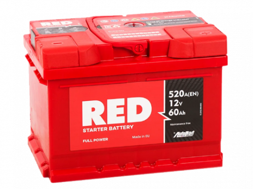 Аккумулятор автомобильный RED 60Ah 520A прям.