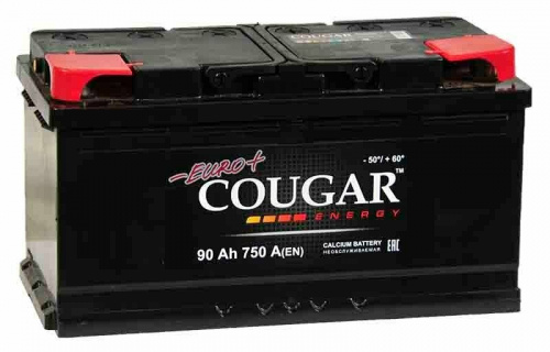 Аккумулятор автомобильный Cougar Energy 90 А/ч 750 А прям. пол. Росс. авто (353x175x190)